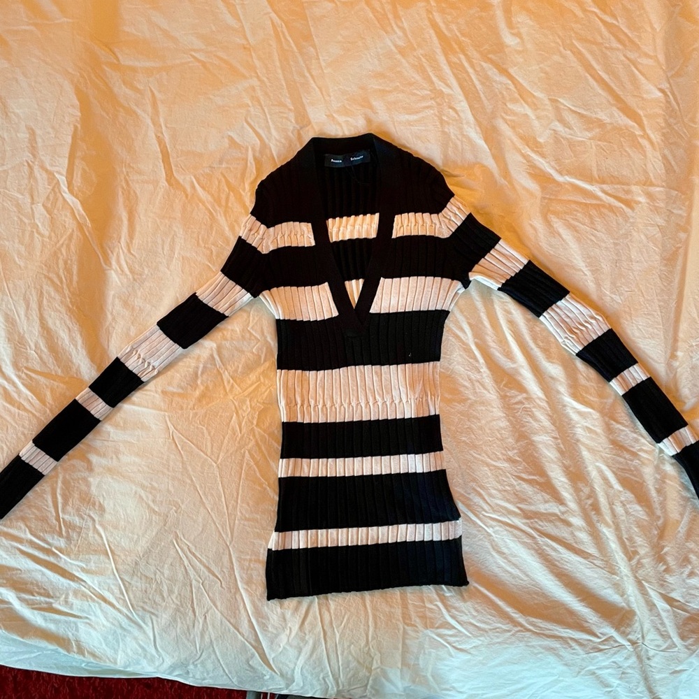 Proenza Schouler Black and White V-Neck Sweater